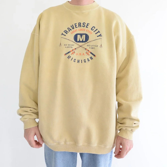 Other - Vintage 90S Perrin Yellow Traverse City Mi Crew Neck Size 2XL